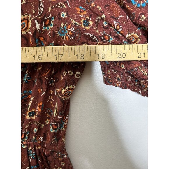 Knox Rose Women Dress Red Brown Floral A-Line Bohemian Ruffle Maxi Size Large - Picture 5 of 7